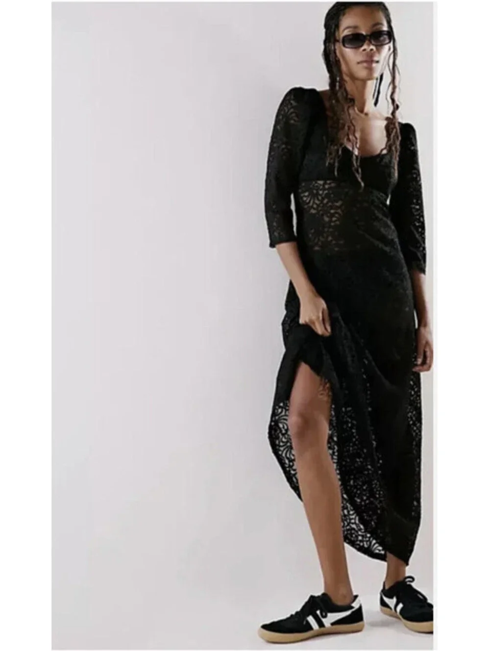 Free People Adored Maxi Dress Black Lace size M $198msrp NWT